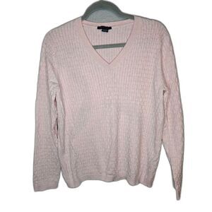 Tommy Hilfiger Women's Light Pink Cotton Cable Knit Sweater Size XL